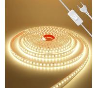 HEGEHE - Bande LED 220 V avec marche/arrêt, flexible étanche IP65, 120 LED/M Bande LED CRI90+, ruban adhésif double face pour l'installation, peut être coupé tous les 10 cm [20M, blanc naturel 4000K]