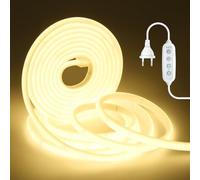 HEGEHE Dimmable Lumière au néon LED COB avec Fonction Minuterie, 230V 240 LEDs/m Ruban Led Flex Néon Bande Led, IP65 Etanche Autocollant Bande Lumineuse Pour Intérieur/Extérieur (Blanc naturel, 12M)