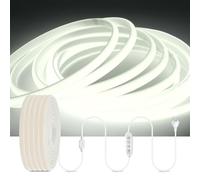 HEGEHE Dimmable Lumière au néon LED COB avec Fonction Minuterie, 230V 288 LEDs/m Ruban Led Flexible Néon Bande Led, IP65 Etanche Bande Lumineuse Super Lumineux LED Strip Light (Blanc,6M)