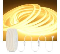 HEGEHE Dimmable Lumière au néon LED COB avec Fonction Minuterie, 230V 288 LEDs/m Ruban Led Flexible Néon Bande Led, IP65 Etanche Bande Lumineuse Super Lumineux LED Strip Light (Blanc Chaud, 15M)
