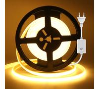 HEGEHE Dimmable Ruban LED COB, 230V Haute Densité 240 LEDs/m Néon Bande LED IP65 Etanche Flexible Super Bande Lumineuse, Découpable tous les 10cm, pour Escalier, Chambre, Noël (Blanc Chaud, 20M)