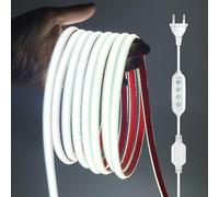 HEGEHE Dimmable Ruban LED COB avec Fonction Minuterie, Lumière au LED IP65 étanche 230V 288LEDs/m Silicone Bandeau Autocollant Flex Ruban LED Light Strip pour Intérieur/Extérieur (Blanc, 2M)
