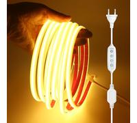 HEGEHE Dimmable Ruban LED COB avec Fonction Minuterie, Lumière au LED IP65 étanche 230V 288LEDs/m Silicone Bandeau Autocollant Flex Ruban LED Light Strip pour Intérieur/Extérieur (Blanc chaud, 4M)