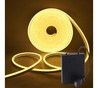 HEGEHE Lumière au néon LED 5 V, bande LED USB flexible de 2 m, ruban LED alimenté par batterie de 120 LEDs/m, convient pour la décoration intérieure et extérieure [blanc chaud]