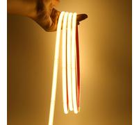 HEGEHE Ruban LED COB, 230V Haute Densité 240 LEDs/m Silicone Autocollant Etanche IP65 Bande LED Super Lumineuse LED Flex, Découpable tous les 10cm, pour Intérieur/Extérieur (Blanc Chaud, 5M)