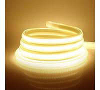 HEGEHE Ruban LED, COB Bande LED 220V avec Interrupteur IP65 Etanche Bande Lumineuse Super Lumineux 360 LEDS/M Ruban Flexible Strip (Blanc Chaud, 4M)