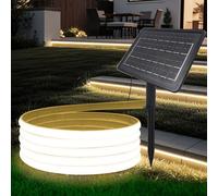 HEGEHE Ruban LED COB Solaire, Bande LED IP65 Etanche Néon Extérieur, 8 modes, Super Lumineux 320 LEDS/M Flexible Bande lumière pour Clôture, Jardin & Cour (Blanc naturel, 3M)