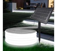 HEGEHE Ruban LED COB Solaire, Bande LED IP65 Etanche Néon Extérieur, 8 modes, Super Lumineux 320 LEDS/M Flexible Bande lumière pour Clôture, Jardin & Cour (Blanc, 3M)