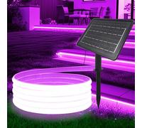 HEGEHE Ruban LED COB Solaire, Bande LED IP65 Etanche Néon Extérieur, 8 modes, Super Lumineux 320 LEDS/M Flexible Bande lumière pour Clôture, Jardin & Cour (Violet, 5M)