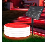 HEGEHE Ruban LED COB Solaire, Bande LED IP65 Etanche Néon Extérieur, 8 modes, Super Lumineux 320 LEDS/M Flexible Bande lumière pour Clôture, Jardin & Cour (Rouge, 6M)