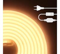 HEGEHE Ruban LED, Lumière au néon LED COB avec Interrupteur, Ruban Led Flexible Néon Bande Led 230V IP65 Etanche Bande Lumineuse Super Lumineux 288 LEDS/M Ruban Strip (Blanc chaud, 7M)