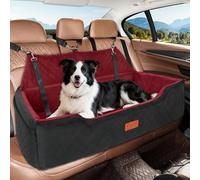 HEGGCOOE Grand siège auto pour chien de moins de 45,4 kg, lit de voiture lavable pour 2 chiens de taille moyenne, siège rehausseur amovible pour animal de compagnie avec poche de rangement et ceinture