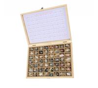 HEGGMKK 56/100 Pcs Rock & Mineral Kit, Long: 30-40cm, Featuring Large Particles, Easy Observation, with Wooden Case, for Study, Research,56pcs