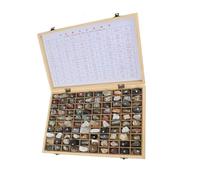 HEGGMKK 56/100 Pcs Rock & Mineral Kit, Long: 30-40cm, Featuring Large Particles, Easy Observation, with Wooden Case, for Study, Research,100pcs