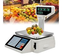 HEGGMKK Balance Numérique Commerciale pour Magasin De Détail D'aliments, avec Imprimante D'étiquettes Thermiques, Double Écran LCD, Capacité De 6/15/30 Kg, pour Snacks (390 X 410 X 510 Mm),White