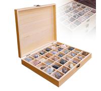 HEGGMKK Kit De 30 Échantillons De Roches Naturelles, 3 Catégories : Ignées/sédimentaires/métamorphiques, Taille des Cellules : 4,5 x 4 x 2,5 cm, pour Démonstrations D'identification,A