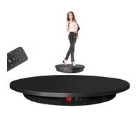 HEGGMKK Plateau Tournant Électrique Rotatif À 360°, Diamètre 22/30/42/52/60 Cm, Hauteur 6-7 Cm, Avec Télécommande/Vitesse Réglable, Capacité De Charge : 100 Kg,30cm,Black