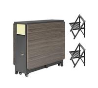 HEGGMKK Table À Manger Pliante Extensible, Taille : 1,2/1,5 M, Siège De Salle À Manger en Bois Massif : 2-4 Pièces, Hauteur 74 Cm, Largeur 80 Cm, Roue Universelle À 360°,1.2m+2Chair,A