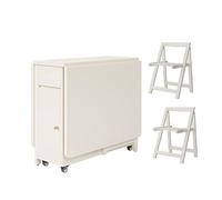 HEGGMKK Table À Manger Pliante Extensible, Taille : 1,2/1,5 M, Siège De Salle À Manger en Bois Massif : 2-4 Pièces, Hauteur 74 Cm, Largeur 80 Cm, Roue Universelle À 360°,1.2m+2Chair,B