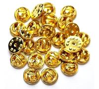 Hegibaer Lot de 25 fermetures papillon pour badges, écussons et broches Doré