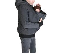 HEGZA Deux-en-Un Pull en Molleton pour Sweat À Capuche Papa Multifonctionnel Porte-Bébé Pull Sweatshirt Hommes Kangourou Sweat,Gris,L