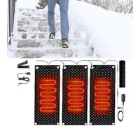 HEHEH Tapis de Fonte de Neige for escaliers et allées - Tapis d'extérieur antidérapant avec Vitesse de Fonte de 2 po/h et Cordon d'alimentation(30x60cmx3Pcs)
