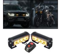 HEHEMM Lumières Stroboscopiques, 2PCS 8 LEDs d'urgence Stroboscopique Feux de Détresse Feux de Secours Clignotant Feux D'avertissement 10-30V Universel pour Voiture Camion Remorque(Ambre)