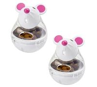 Hehglng Lot de 2 jouets interactifs beiges pour chats, jouets pour chat en forme de souris, distributeur de friandises, jouet à mâcher pour intérieur et chaton, jouets d'exercice pour souris et