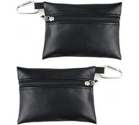 Hehglng Lot de 2 mini pochettes noires pour tees de golf, sac de rangement pour tees de golf en cuir avec fermeture éclair, accessoires de sac de golf