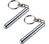 Hehglng Lot de 2 mini stylos rétractables en métal argenté pour étudiants, anniversaire, Noël, travailleurs de la construction, porte-clés, produits de bureau, stylos à bille