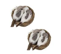 Hehglng Lot de 2 nids d'oiseaux artificiels avec oiseaux et œufs, plumes artificielles en mousse, pour loisirs créatifs, décoration d'arbre, plantes et fleurs artificielles, décoration d'intérieur