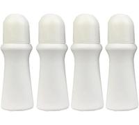 Hehglng Lot de 4 flacons à bille vides rechargeables en plastique avec bille roulante - Blanc - 75 ml