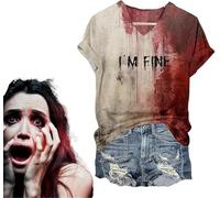 Hehimin T-shirt imprimé « I'm Fine Bloody Shirt,I'm Ok It's Not My Blood », « Bloody Problem Solved », « It's Not My Blood », T-shirt imprimé pour femme, cadeau amusant, Style 2, 3XL
