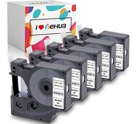 Hehua 43613 Lot de 5 rubans d'étiquettes Compatibles pour Dymo d1 6 mm pour 43613s S0720780 6 mm x 7 m pour LabelManager 160 280 210D 420p pnp Executive 640 CB Labelpoint 150 200 LabelWriter 450 Duo