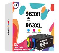 hehua 963XL Cartouches d'encre Multipack Compatible pour HP 963XL pour Officejet 9010 Cartouches 9020 9012 9022 9014 9015 9016 9018 9019 Cartouches d'imprimante Compatible pour HP 963 XL Pack de 4