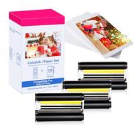 Hehua Compatible avec Canon KP-108IN 3115B001(AA) Papier et Cartouche, 108 Papier Photo et 3 Cartouches d'Encre (10 x 15cm), Remplaceme pour Canon Selphy CP1500 CP1300 CP1200 CP1000 CP910