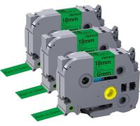 Hehua Lot de 3 rouleaux de ruban adhésif laminé vert 18 mm 0,7 mm compatible avec Brother P-Touch TZe-741 TZe741 TZ741 TZe TZ pour Ptouch PT D400 D600 P710bt, 1,9 cm x 8 m Noir sur vert