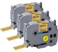 Hehua Lot de 3 rouleaux de ruban laminé noir sur or 18 mm compatible avec Brother TZe-841 TZe841 TZ-841 TZ841 pour P Touch PT D400 D450 D600 D610 P710BT 1,9 cm x 8 m