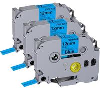 Hehua Lot de 3 rubans adhésifs laminés bleus 12 mm 0,47 mm compatibles avec Brother P-Touch TZe-531 TZe531 TZ-531 TZe TZ pour Ptouch PT D210 D200 H110 1880, 0,27 cm x 8 m Noir sur bleu