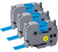 Hehua Lot de 3 rubans adhésifs laminés bleus 18 mm 0,7 mm compatibles avec Brother P-Touch TZe-541 TZe541 TZ541 TZe TZ pour Ptouch PT D400 D600 P710bt, 0,7 cm x 8 m Noir sur bleu