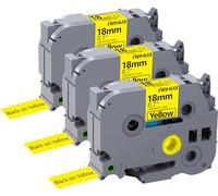 Hehua Lot de 3 rubans adhésifs laminés jaunes 18 mm 0,7 mm compatibles avec Brother P-Touch TZe-641 TZe641 TZ641 TZe TZ pour Ptouch PT D400 D600 P710bt, 0,7 cm x 8 m Noir sur jaune