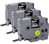 Hehua Lot de 3 rubans adhésifs laminés noirs 9 mm 0,35 mm compatible avec Brother P-Touch TZe-325 TZe325 TZ-325 TZe TZ pour Ptouch PT D210 D200 H110 1880, 0,35 mm x 8 m Blanc sur noir
