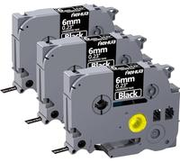 Hehua Lot de 3 rubans adhésifs laminés noirs compatibles avec Brother P-Touch TZe-315 TZe315 TZ-315 TZ315 TZe TZ pour Ptouch PT D200 D210 H110 1880, 6 mm x 8 m Blanc sur noir