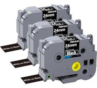 Hehua Lot de 3 rubans adhésifs laminés noirs compatibles avec Brother P-Touch TZe-355 TZe355 TZ-355 TZ355 TZe TZ pour Ptouch PT D600 P710bt, 2,5 x 8 m Blanc sur noir