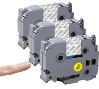 Hehua Lot de 3 rubans adhésifs laminés transparents 18 mm 0,7 mm compatible avec Brother P-Touch TZe-145 TZe145 TZ145 TZe TZ pour Ptouch PT D400 D600 P710bt, 1,9 cm x 8 m Blanc sur transparent