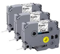 Hehua Lot de 3 rubans adhésifs laminés transparents pour imprimantes Brother P-Touch TZe-121 TZe121 TZ-121 TZ121 TZe TZ pour Ptouch PT D210 D200 H110 1880, 0,35 mm x 8 m Noir sur transparent