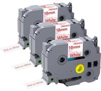 Hehua Lot de 3 rubans laminés 18 mm 0,7 rouge sur blanc compatible avec étiqueteuse Brother TZe-242 TZe242 TZ-242 TZ242 pour P Touch PT D400 D450 D600 D610 P710BT 1,9 cm x 8 m