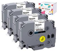 Hehua Lot de 4 rouleaux de ruban adhésif laminé extra fort pour Brother TZe-S221 TZeS221 TZ-S221 TZS221 pour Ptouch PT D210 D200 H110 H100 9 mm x 8 m Noir sur blanc