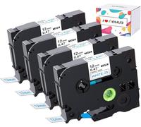 Hehua Lot de 4 rubans d'étiquettes thermocollants de rechange compatibles avec Brother TZe-FA3 TZeFA3 Bleu sur blanc 12 mm x 3 m Compatible avec étiqueteuses P-Touch PT-D210 PT-D400 PT-H100 PT-D200