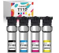 hehua T11D Lot de 4 cartouches d'encre T11D1-T11D4 compatibles avec Epson T11D1 T11D2 T11D3 T11D4 pour Epson Workforce Pro WF-C5390DW BAM WF-C5890DWF BAM WF-C5390DN (noir, cyan, jaune, magenta)